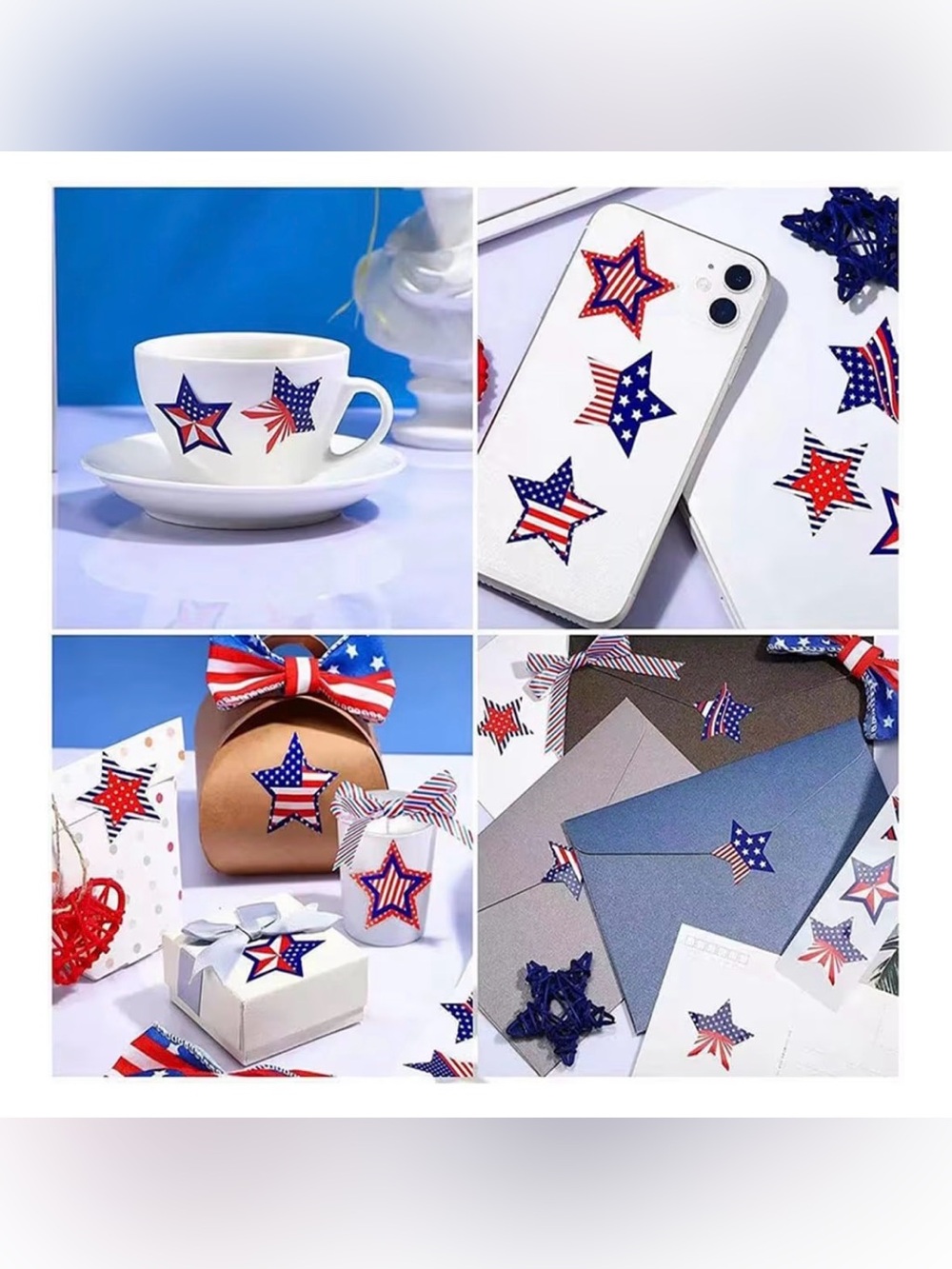 Patriotic Label Star American Flag Stickers, 500 Pcs - Picture 2 of 4
